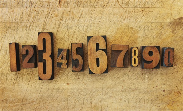 Close up of numbers on letterpress.