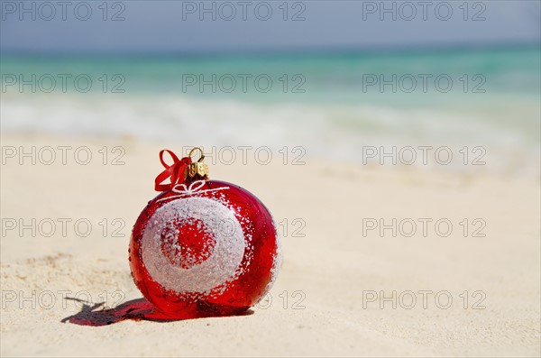 Mexico, Playa Del Carmen, christmas decoration on beach. Photo : Tetra Images