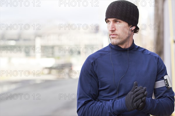 USA, Washington, Seattle, portrait of man in workout wear. Photo: Take A Pix Media