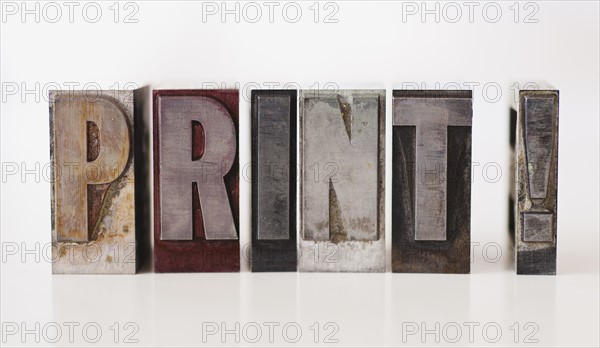 Close up of single word made of printing blocks.
