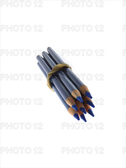 Studio shot of bunch of blue pencils. Photo: David Arky