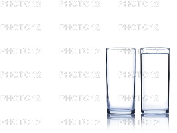 Studio shot of two glasses of water. Photo : David Arky