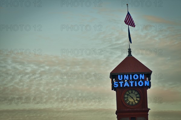 USA, Oregon, Portland, Top of Union Station tower. Photo : Gary Weathers
