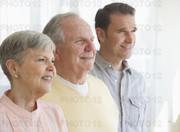 Senior parents with adult son.