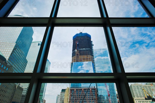 USA, New York, New York City, Skyscrapers under construction.