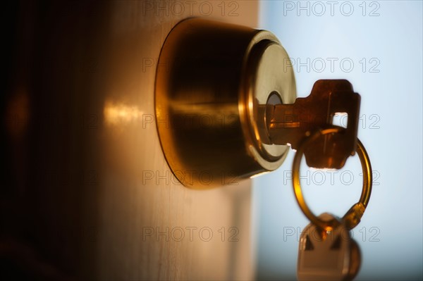 Keys hanging from front door.