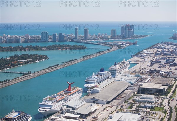 Miami harbor as seen from air