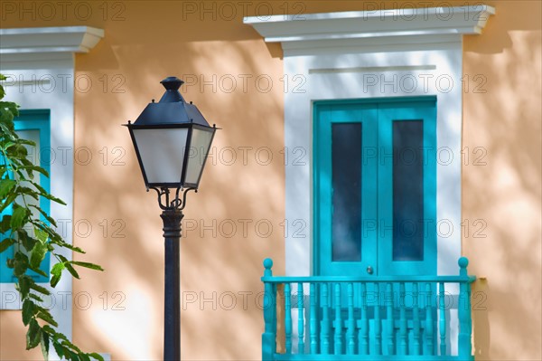 Puerto Rico, Old San Juan, House and street lamp.