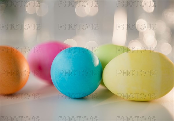 Colored Easter eggs, studio shot. Photo : Jamie Grill Photography