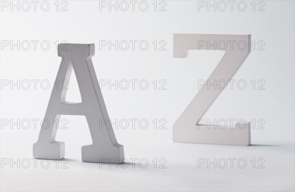 Studio shot of A and Z letters. Photo : Chris Hackett