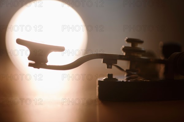 Close-up of telegraph key.