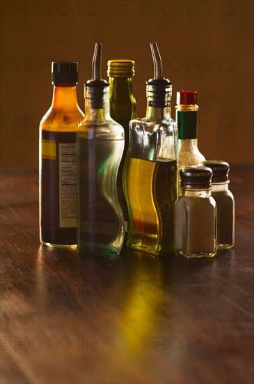 Variety of spices on table.