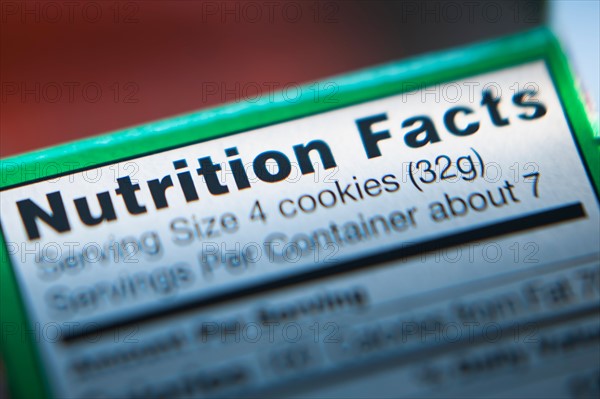 Close-up of nutrition information.