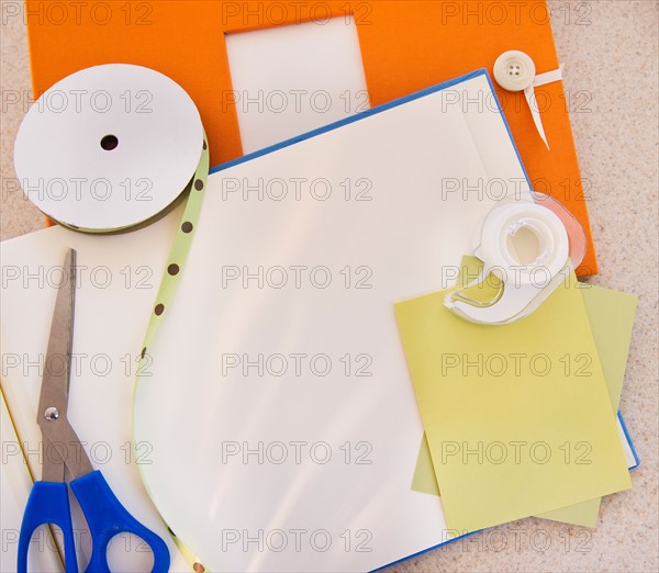 Unfinished scrapbook and materials. Photo : Daniel Grill