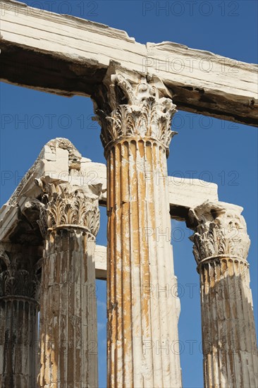 Greece, Athens, Corinthian columns of Temple of Olympian Zeus.