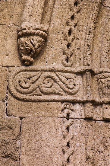 Greece, Rhodes, Medieval fortified wall carvings.