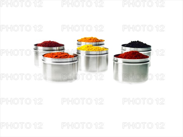 Studio shot of jars with spices. Photo : David Arky