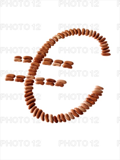 Studio shot of Euro Sign making Bean Seeds on white background. Photo: David Arky