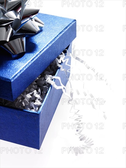 Studio shot of Blue Ribbon and Blue Box on white background. Photo : David Arky