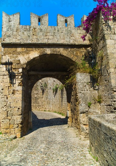 Greece, Rhodes, Medieval fortified wall.