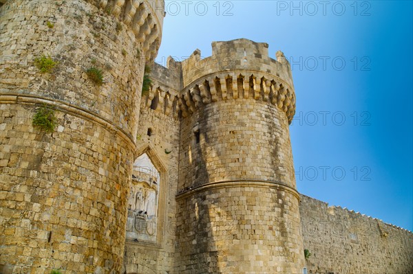 Greece, Rhodes, Medieval fortified wall.