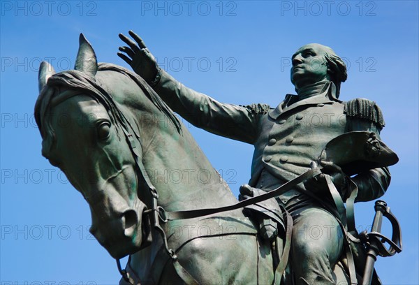 USA, New York City, Bowery, George Washington statue.