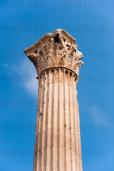 Greece, Athens, Corinthian column of Temple of Olympian Zeus.