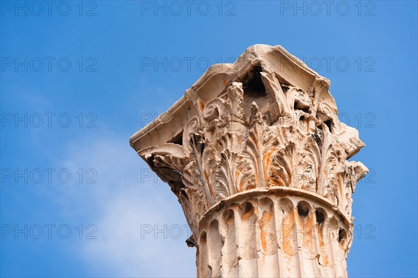 Greece, Athens, Corinthian column of Temple of Olympian Zeus.