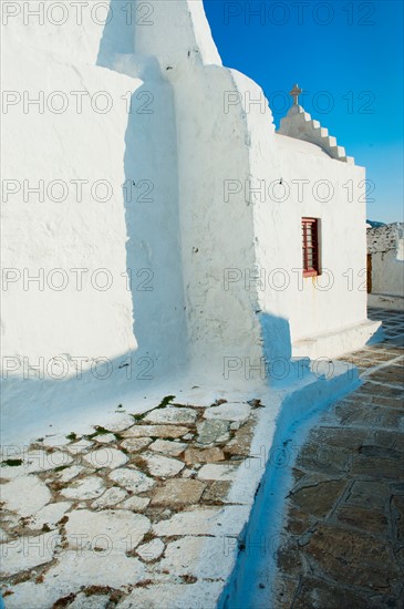 Greece, Cyclades Islands, Mykonos, Church walls.