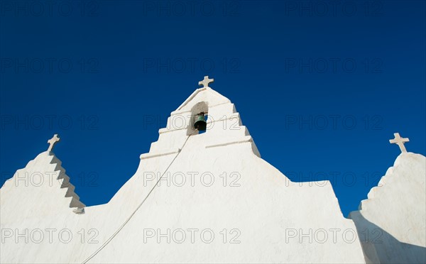 Greece, Cyclades Islands, Mykonos, Church bell tower.