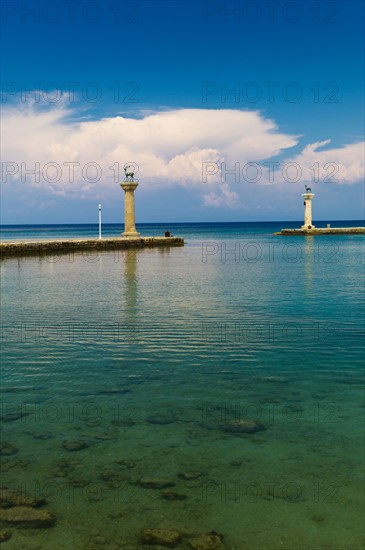 Greece, Rhodes, Deer statue in Mandraki Harbor.