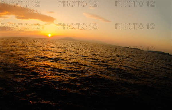 Greece, Aegean Sea horizon at sunrise.