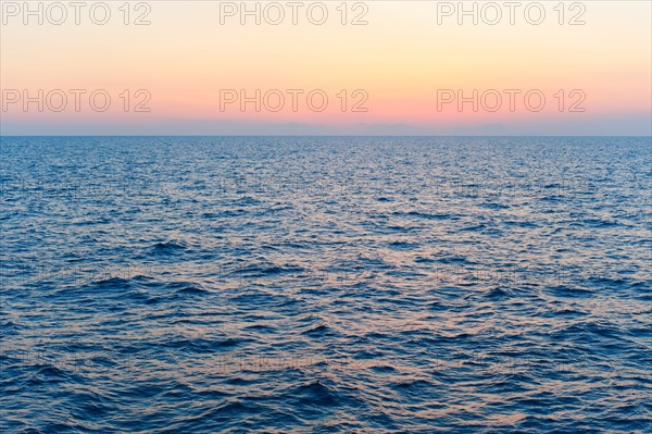 Aegean Sea horizon at sunset.