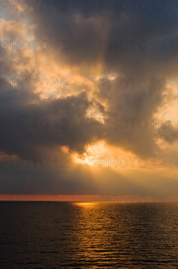 Aegean Sea horizon at sunset.