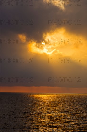 Aegean Sea horizon at sunset.