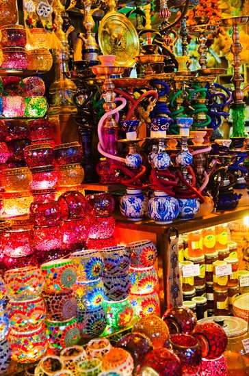 Turkey, Istanbul, Traditional souvenirs on market stall.