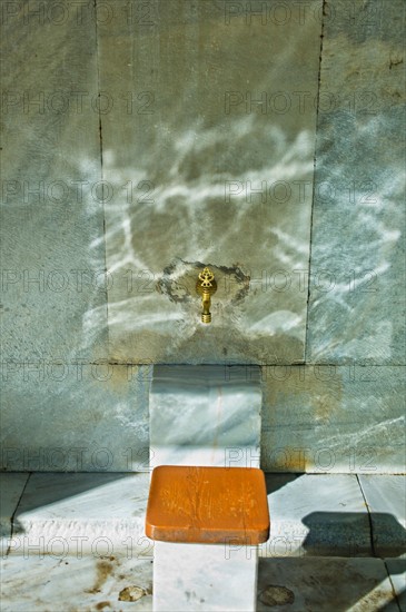 Turkey, Istanbul, Sultanahmet Mosque wash stand.