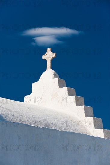 Greece, Cyclades Islands, Mykonos, Church exterior.