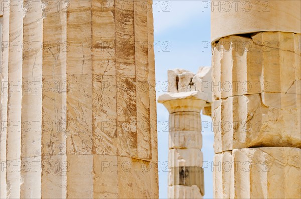 Greece, Athens, Acropolis, Doric columns of Parthenon.