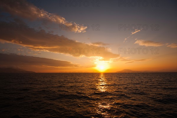 Greece, Aegean Sea horizon at sunrise.