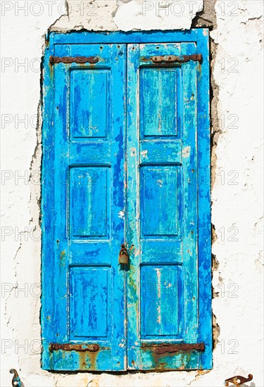 Greece, Cyclades Islands, Mykonos, Old blue door.