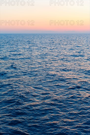 Aegean Sea horizon at sunset.