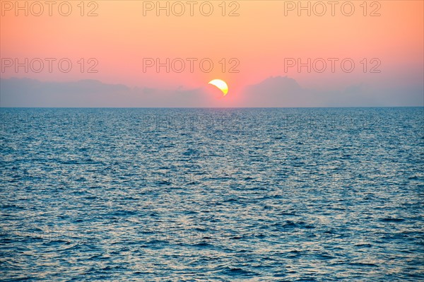 Aegean Sea horizon at sunset.