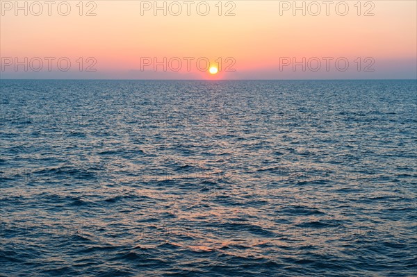 Aegean Sea horizon at sunset.