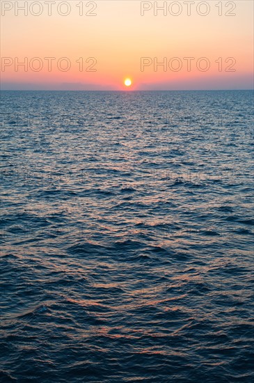 Aegean Sea horizon at sunset.