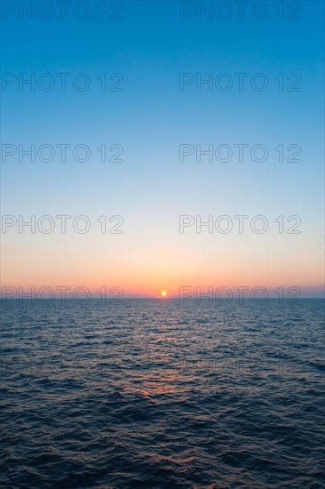 Aegean Sea horizon at sunset.