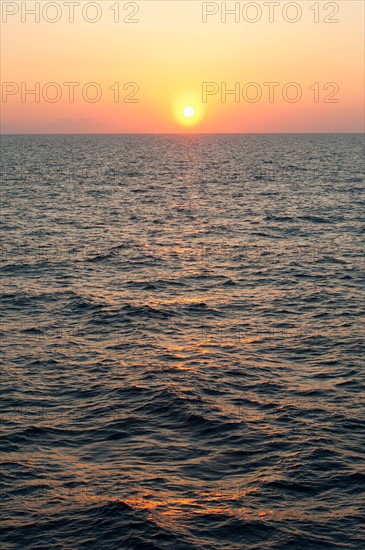 Aegean Sea horizon at sunset.