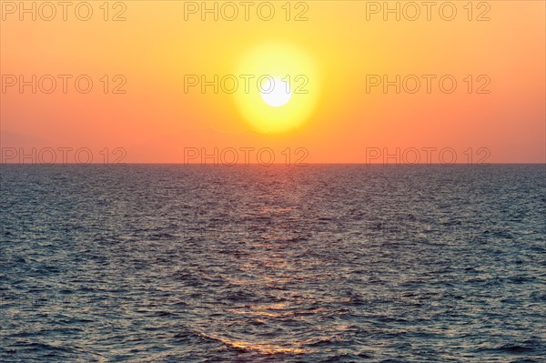 Aegean Sea horizon at sunset.