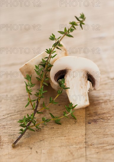 Fresh mushrooms and thyme.