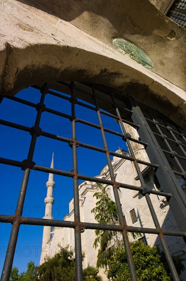 Turkey, Istanbul, Sultanahmet Mosque gate.